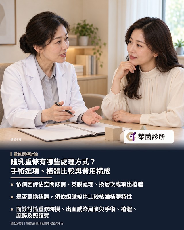 隆乳重修有哪些處理方式？手術選項、植體比較與費用構成