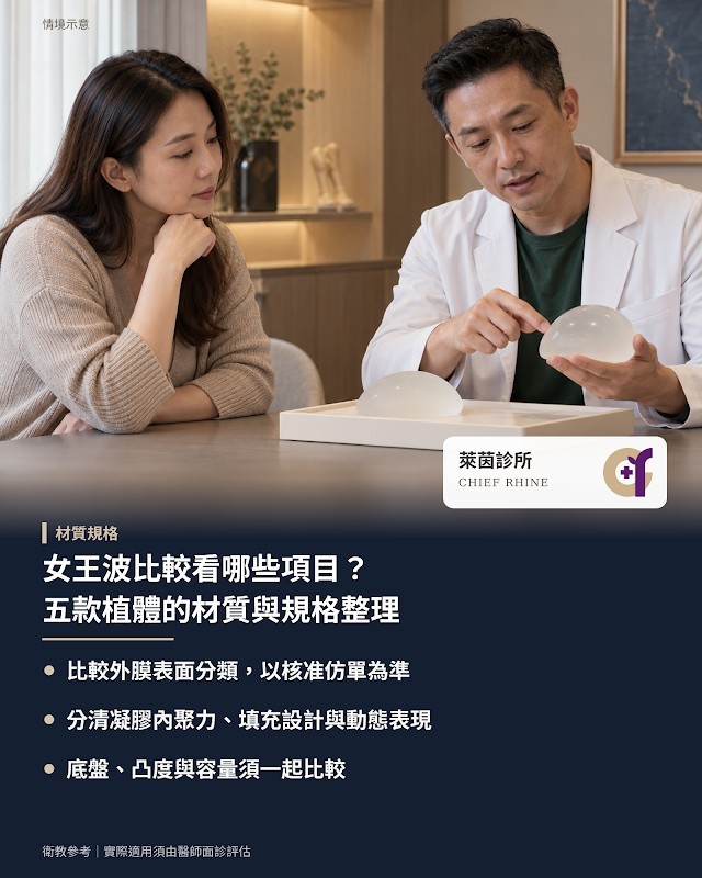 女王波比較看哪些項目?五款植體的材質與規格整理