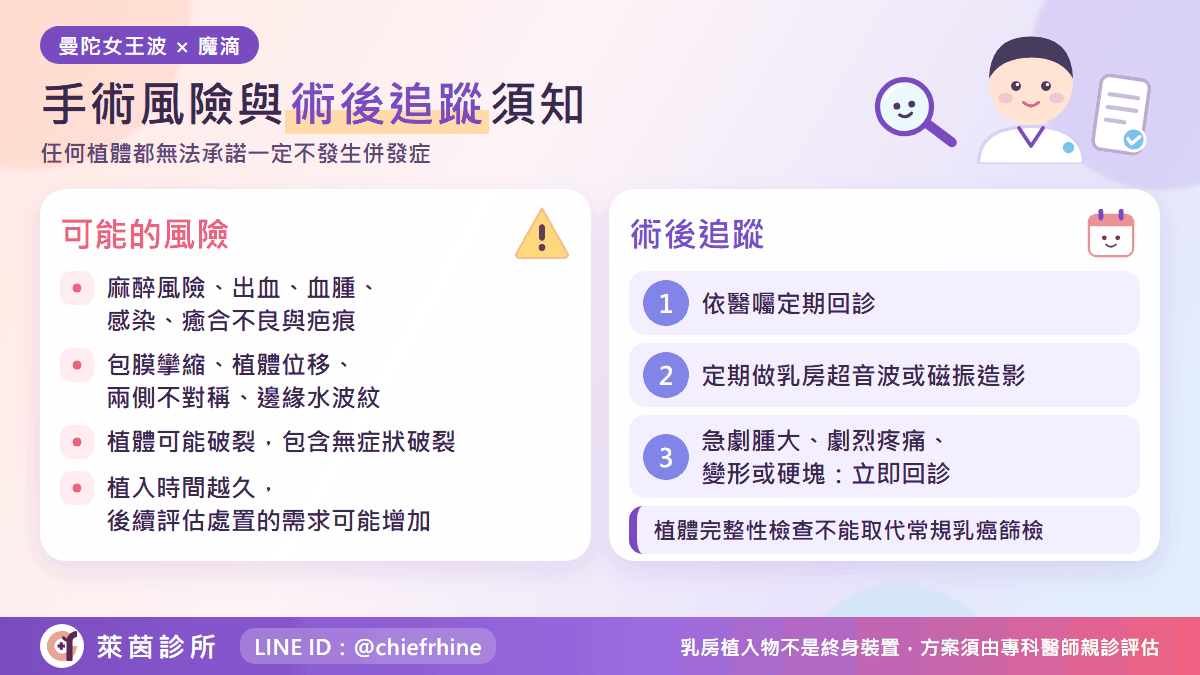 女王波與魔滴隆乳的手術風險與術後追蹤三件事