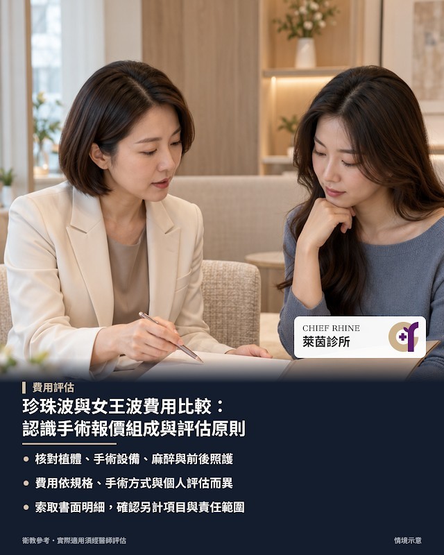 珍珠波與女王波費用比較:認識手術報價組成與評估原則