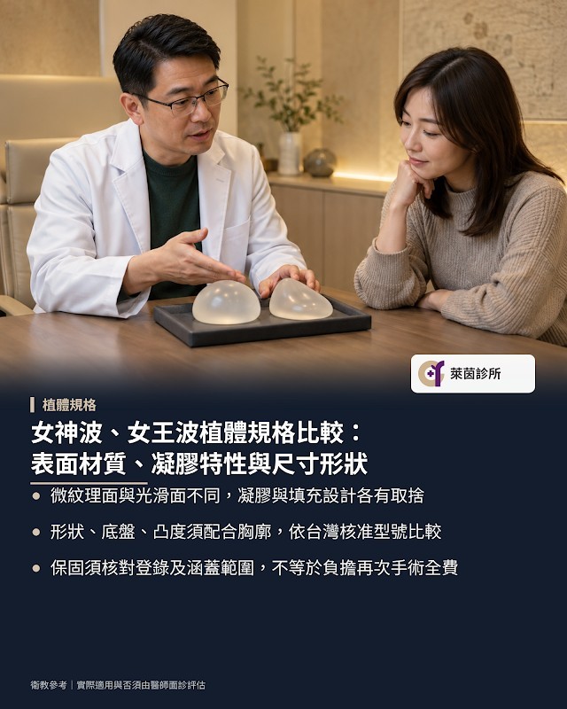 女神波、女王波植體規格比較:表面材質、凝膠特性與尺寸形狀