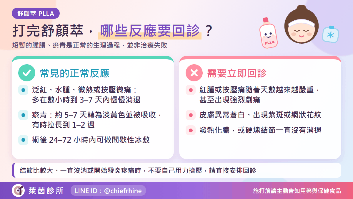 童顏針術後反應:常見的正常反應與需要立即回診的情況