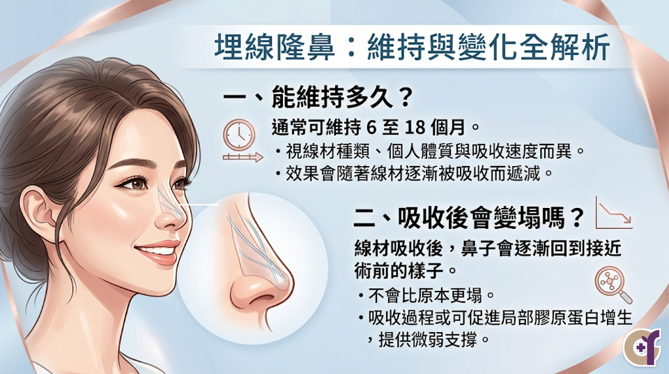 埋線隆鼻能維持多久？吸收後會變塌嗎？