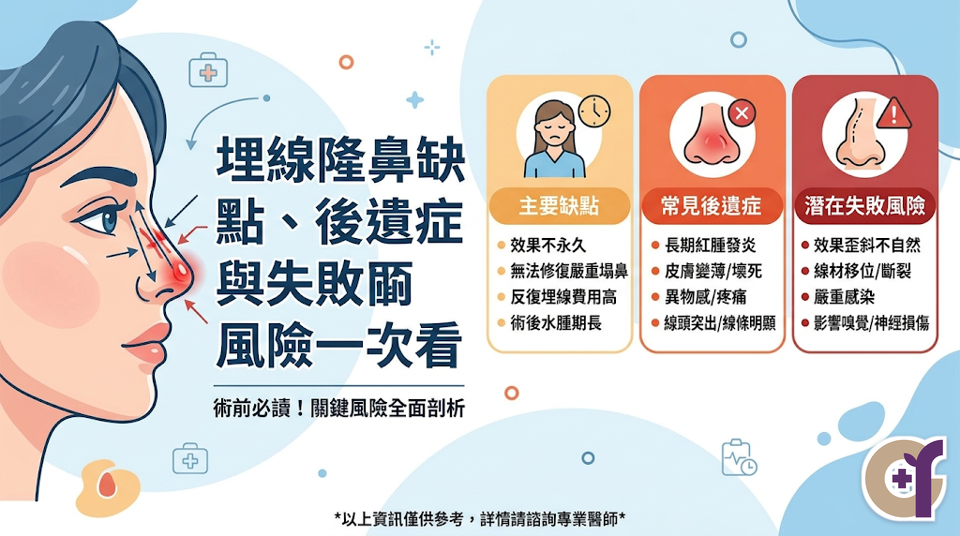 埋線隆鼻缺點、後遺症與失敗風險一次看