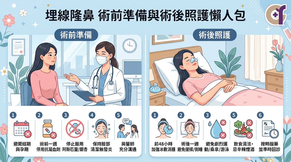 埋線隆鼻術前準備與術後照護懶人包