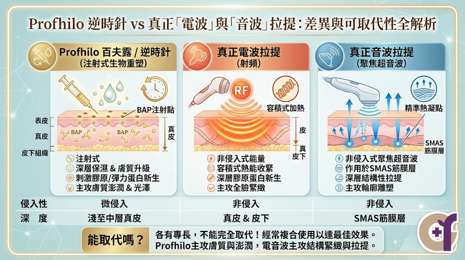 Profhilo 與真正「電波、音波拉提」的差異？可以取代嗎？