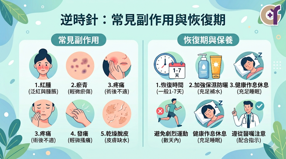 逆時針常見副作用與恢復期