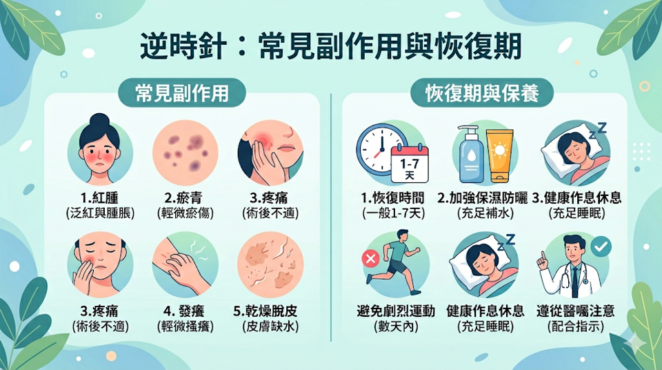 逆時針常見副作用與恢復期