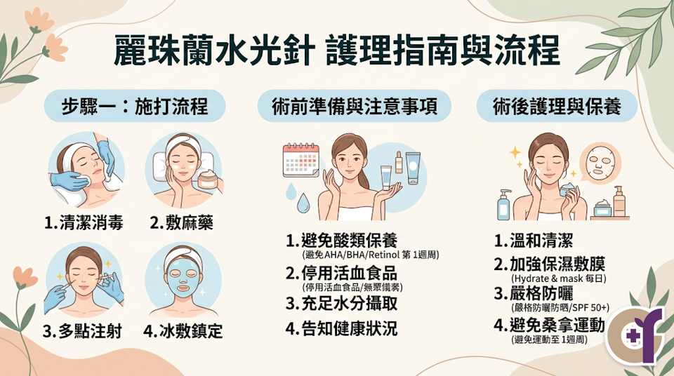 水光針麗珠蘭施打流程與術前術後照護